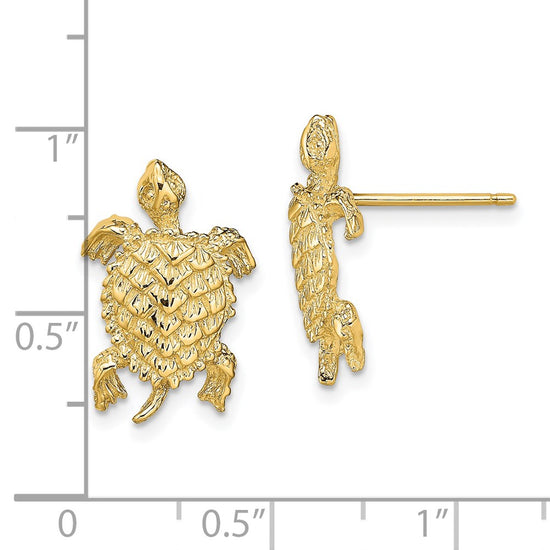 14K Land Turtle Textured Post Earrings