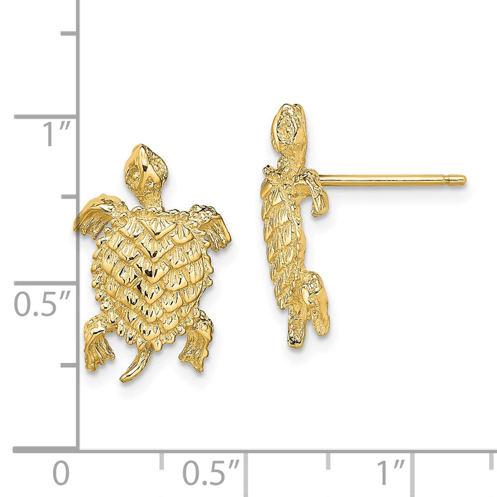 14K Land Turtle Textured Post Earrings