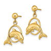 Gold Dolphin Dangle Post Earrings