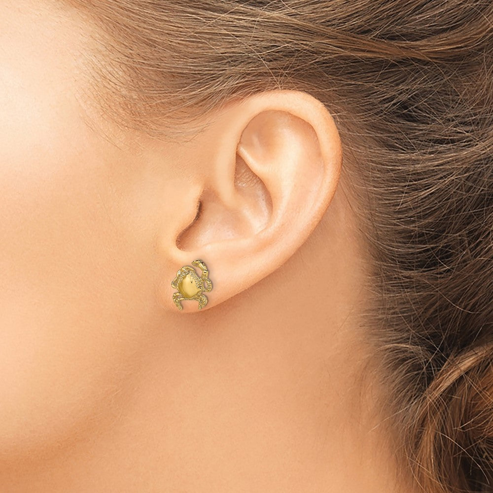 14K 2-D Polished Crab Post Earrings