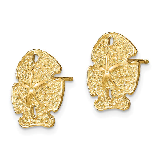 14K Textured Sand Dollar Earrings