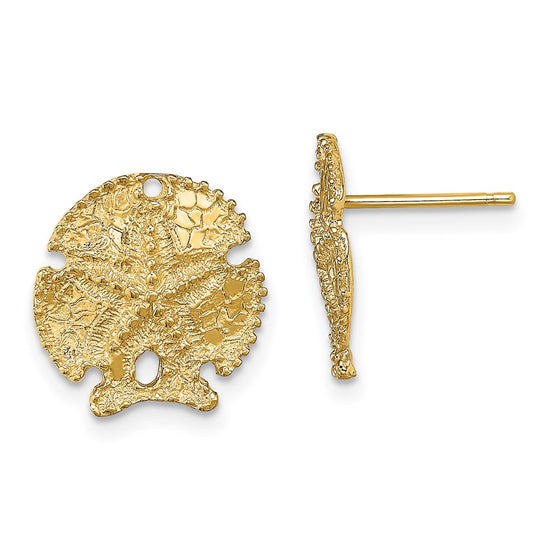 14K Textured Sand Dollar Earrings