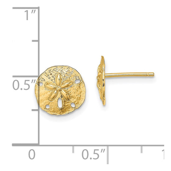 14K Polished Mini Sand Dollar Post Earrings
