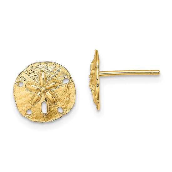 14K Polished Mini Sand Dollar Post Earrings