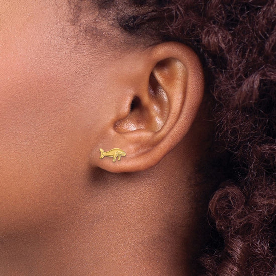 14K Mini Humpback Whale Post Earrings