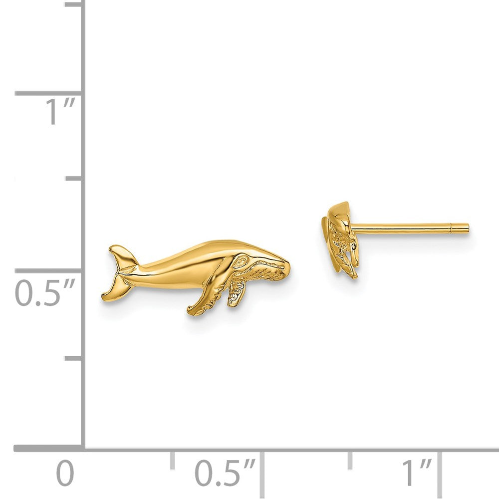 14K Mini Humpback Whale Post Earrings