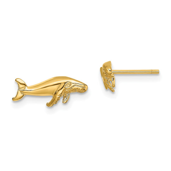 14K Mini Humpback Whale Post Earrings