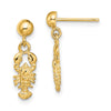 Gold Lobster Dangle Post Earrings