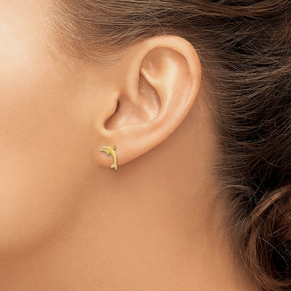 Gold Dolphin Post Earrings