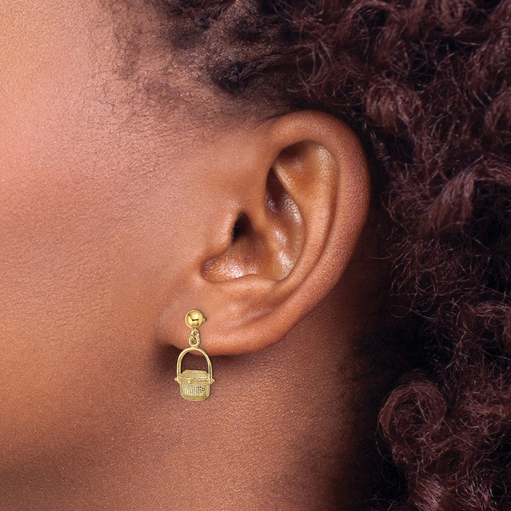 14K Nantucket Basket Dangle Post Earrings