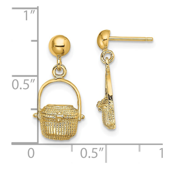 14K Nantucket Basket Dangle Post Earrings
