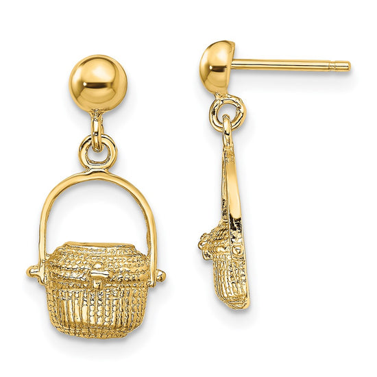 14K Nantucket Basket Dangle Post Earrings
