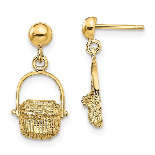 14K Nantucket Basket Dangle Post Earrings