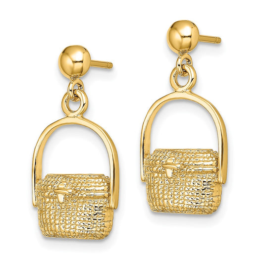 14K Nantucket Basket Dangle Post Earrings