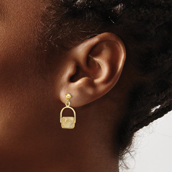 14K Nantucket Basket Dangle Post Earrings