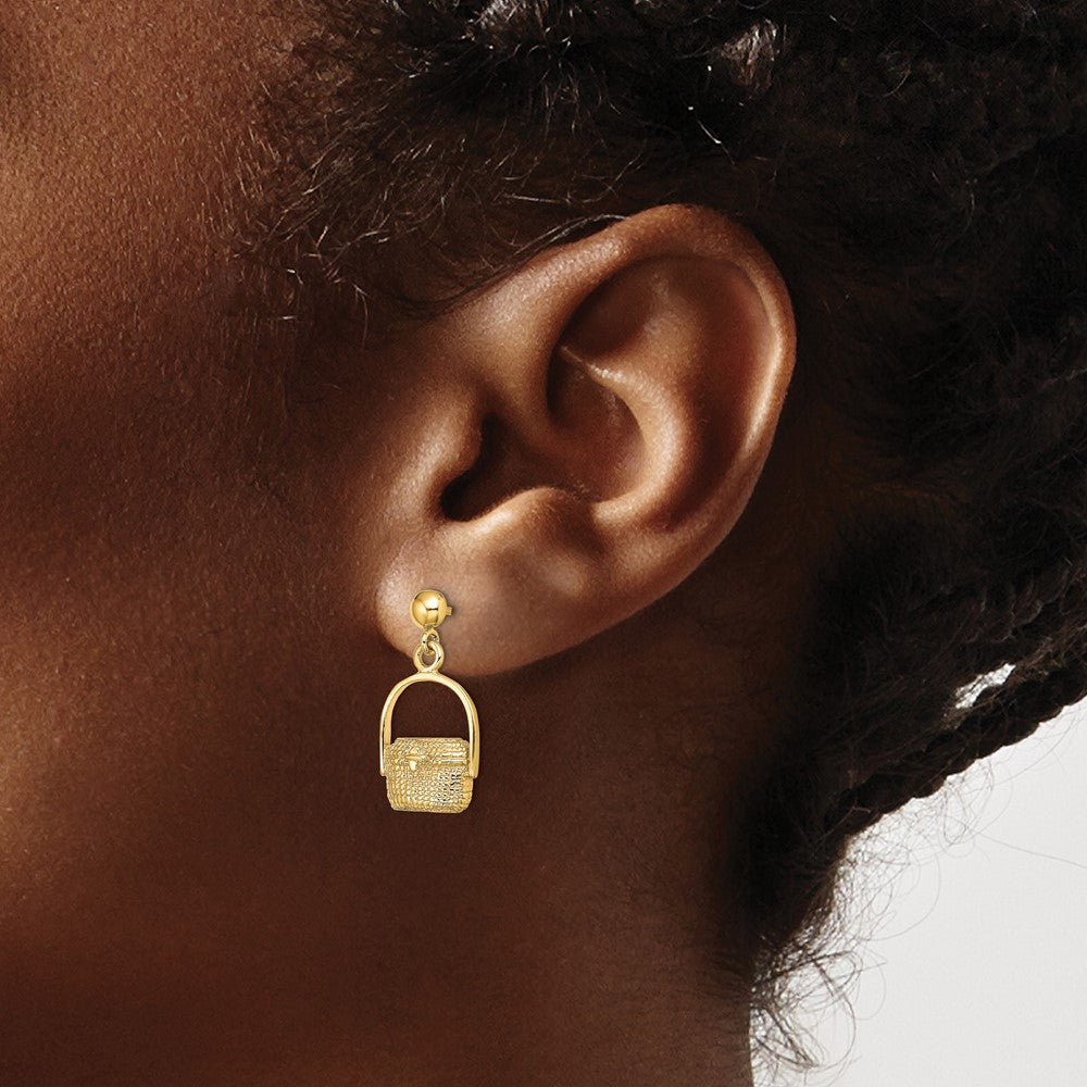 14K Nantucket Basket Dangle Post Earrings