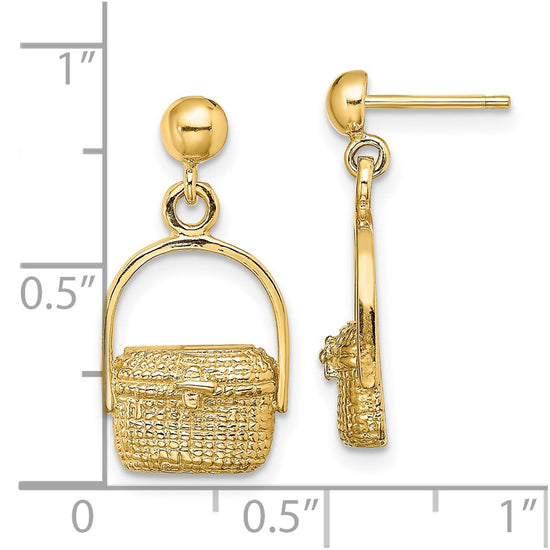 14K Nantucket Basket Dangle Post Earrings