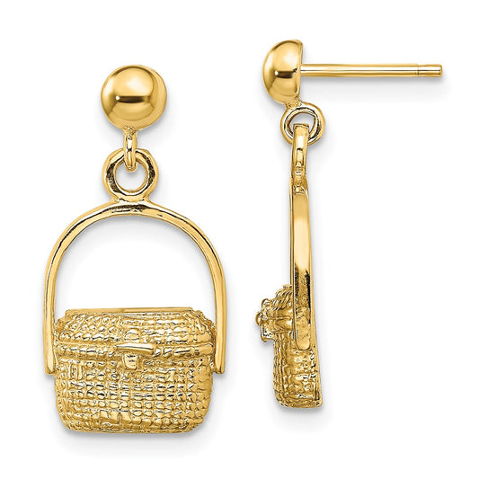 14K Nantucket Basket Dangle Post Earrings