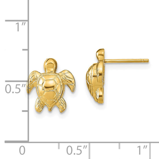 14k Polished Turtle Post Earrings