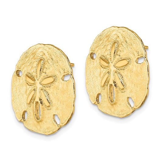 14K Polished Sand Dollar Post Earrings