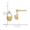 14K Mini Basket Flat Back Dangle Post Earrings