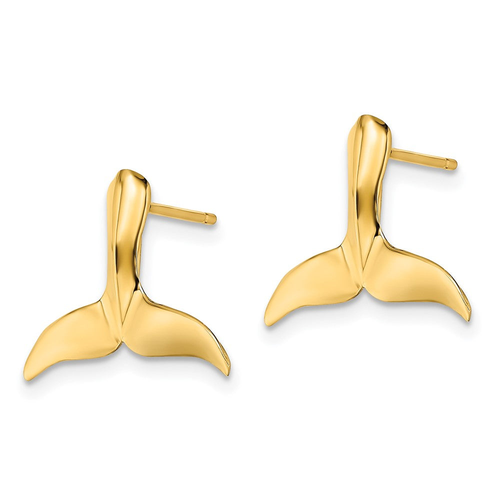 14K 2-D Polished Whale Tail Post Earrings