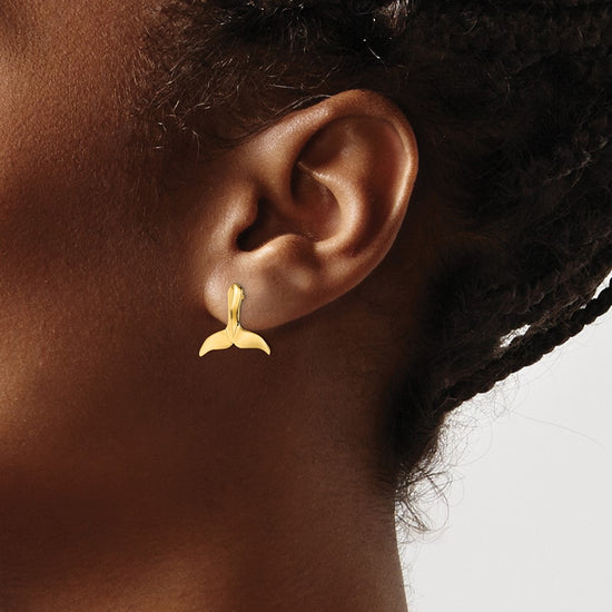 14K 2-D Polished Whale Tail Post Earrings