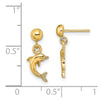 14K Mini Jumping Dolphin Dangle Post Earrings