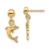 14K Mini Jumping Dolphin Dangle Post Earrings