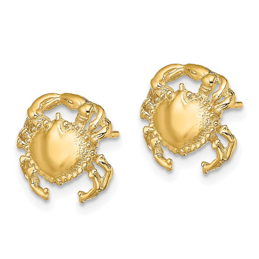 14K Polished 2-D Crab Post Earrings