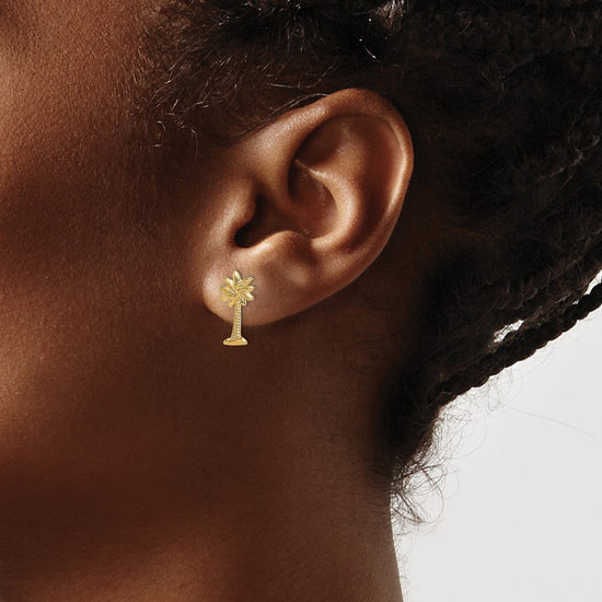 14K Palmetto Palm Tree Post Earrings