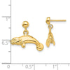 14K 3-D Polished Manatee Dangle Post Earrings