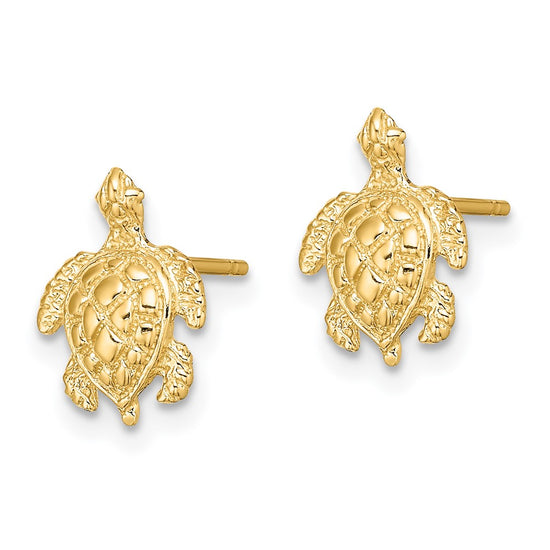 Gold Turtle Post Earrings