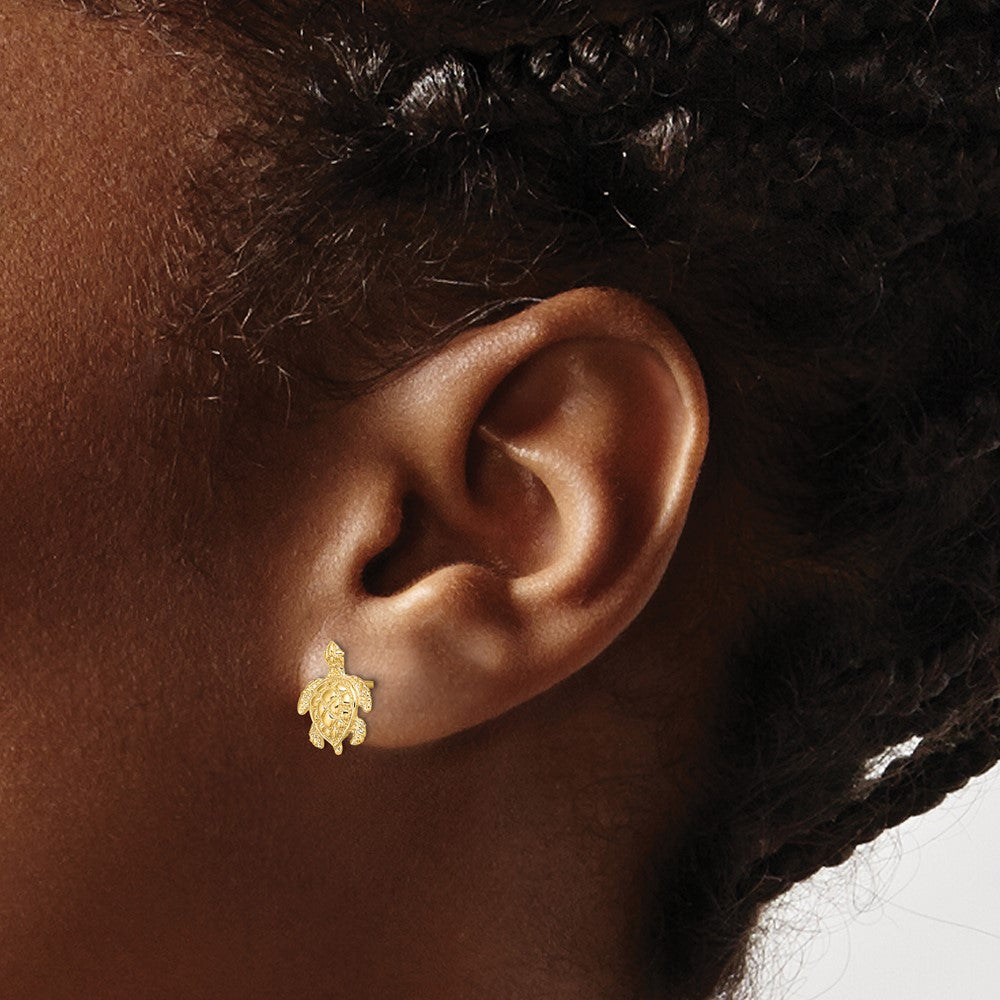 Gold Turtle Post Earrings