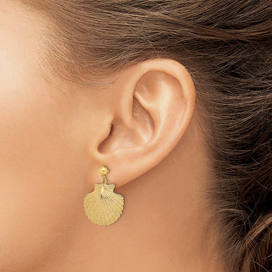 14K Scallop Dangle Earrings