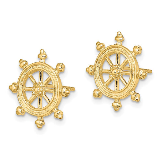 14K Ships Wheel Post Earrings