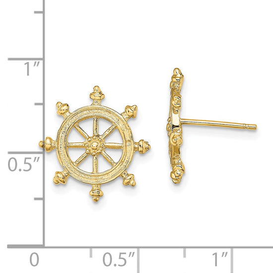 14K Ships Wheel Post Earrings