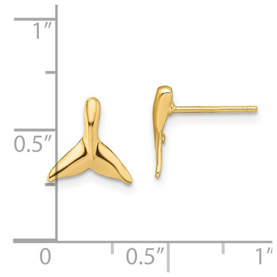 14K Mini Whale Tail Post Earrings