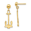 14K Polished Navy T-bar Anchor Dangle Post Earrings