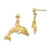 14K Jumping Dolphin Dangle Post Earrings