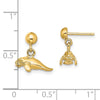 14K 3-D Polished Mini Manatee Dangle Post Earrings
