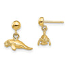 14K 3-D Polished Mini Manatee Dangle Post Earrings