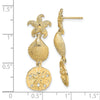 14K Starfish, Shell ,Sand Dollar Dangle Earrings