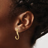 14K 3-D Fish Hook Dangle Post Earrings