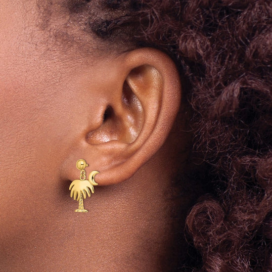 Gold Palm Tree Post Earrings