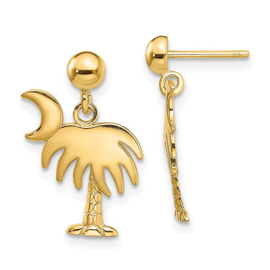 Gold Palm Tree Post Earrings