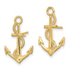 14K Polished and Textured Anchor with Rope Post Earrings