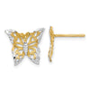 14k and White Rhodium Cut-out Butterfly Post Earrings