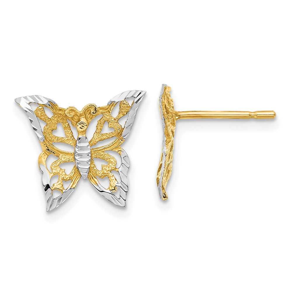 14k and White Rhodium Cut-out Butterfly Post Earrings