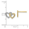 14K and White Rhodium Polished Intertwined Hearts Post Earrings